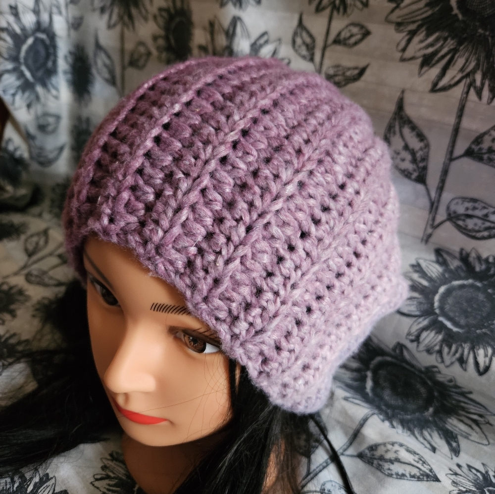 Purple Crochet Handmade Beanie Hat - Picture 9 of 12